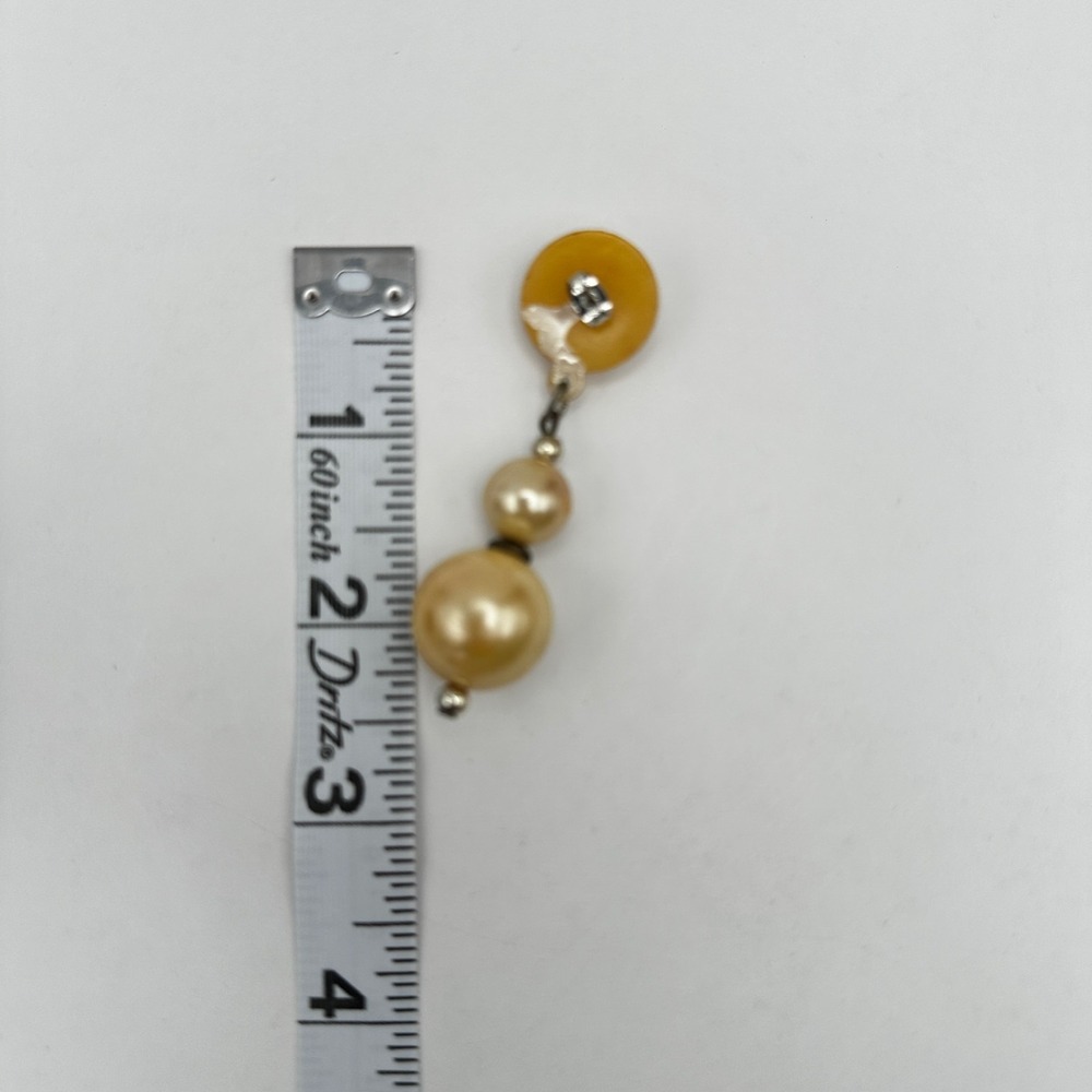 Vintage 80s Faux Pearl Drop Earrings Cream Graduated Bead Statement Dangle Retro - Picture 12 of 12